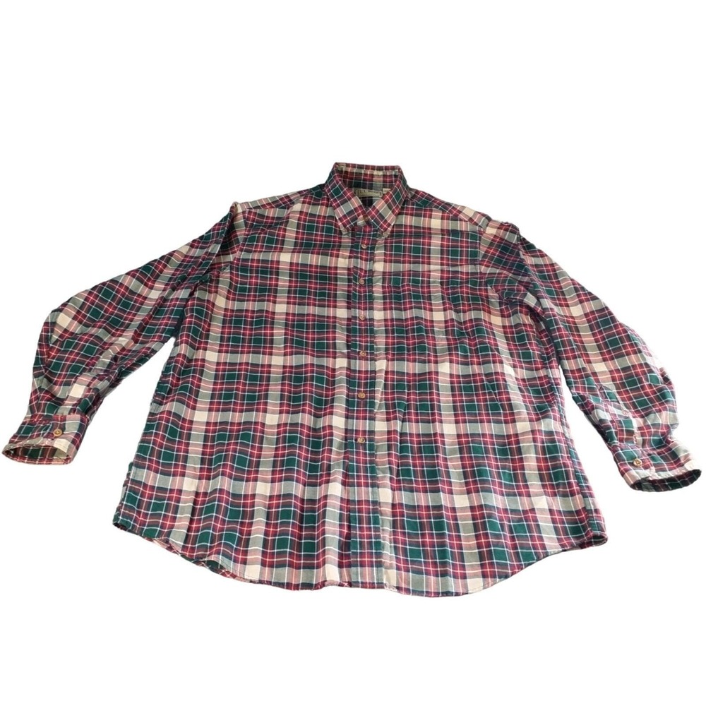 Vintage LL Bean Freeport Maine Plaid Button Down Shirt Men's Size Large USA Made